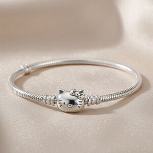 Silver Cat Charm Bracelet